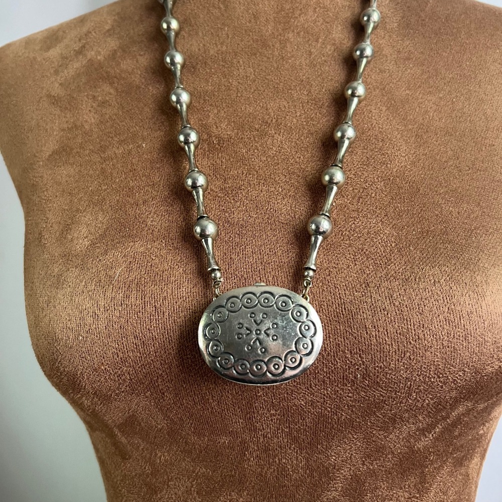 Estee Lauder Vintage Solid Perfume Compact Locket Necklace 26 Inch Cottagecore